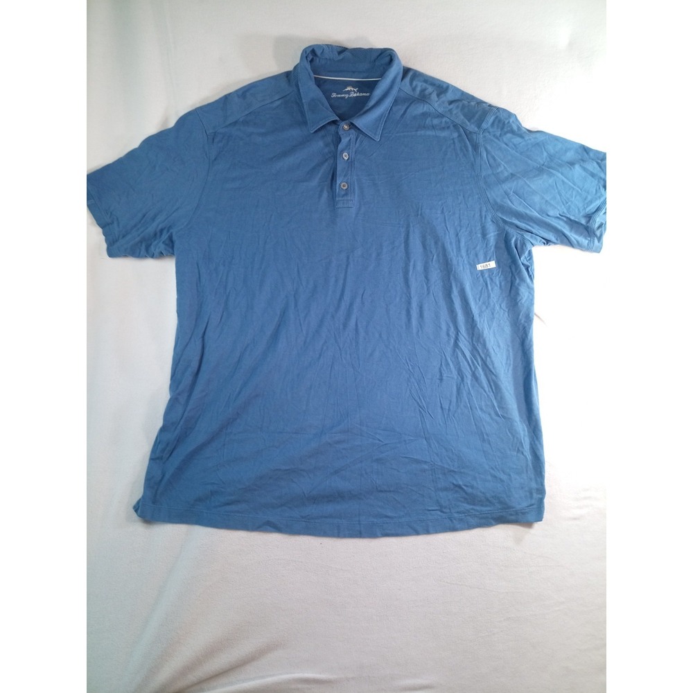 Tommy Bahama Polo Shirt Mens XXL Blue Pima Cotton Modal Short Sleeve Casual